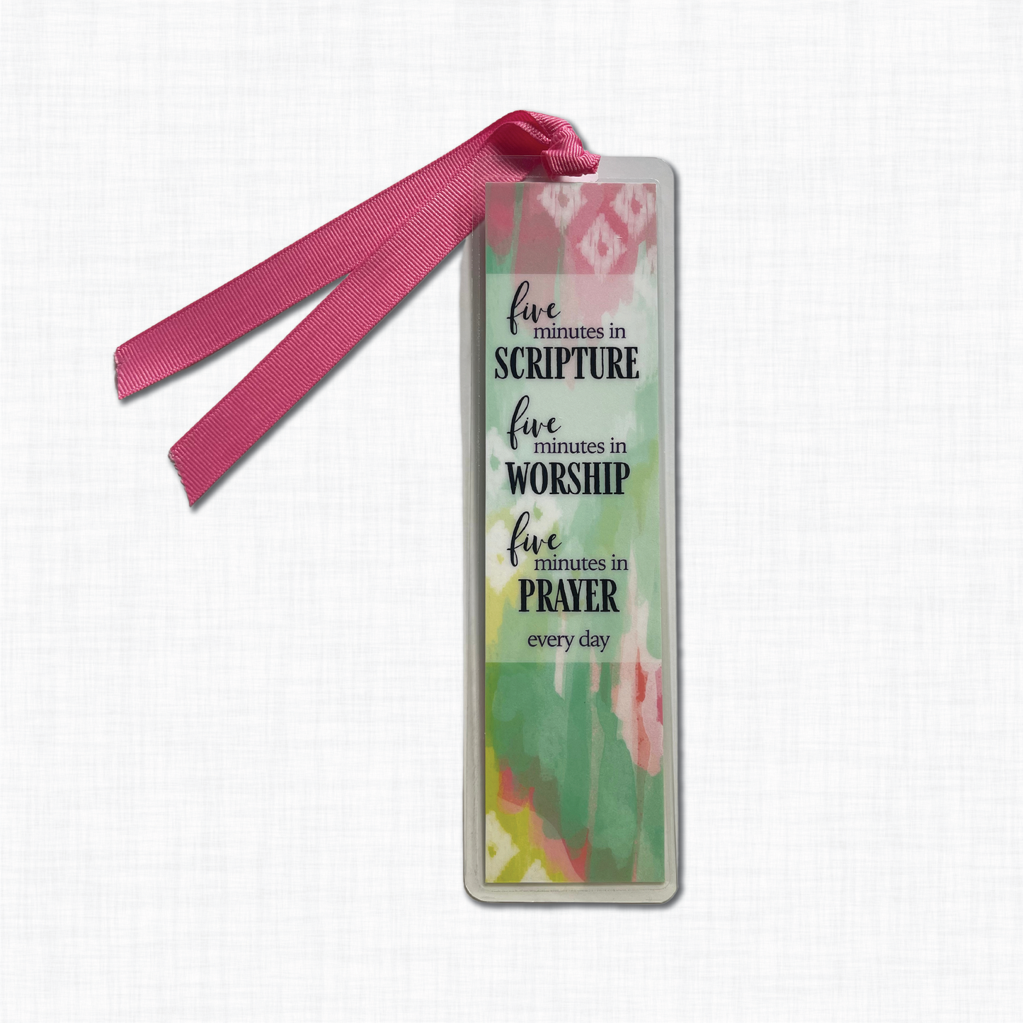 Laminated bookmark, Green ikat