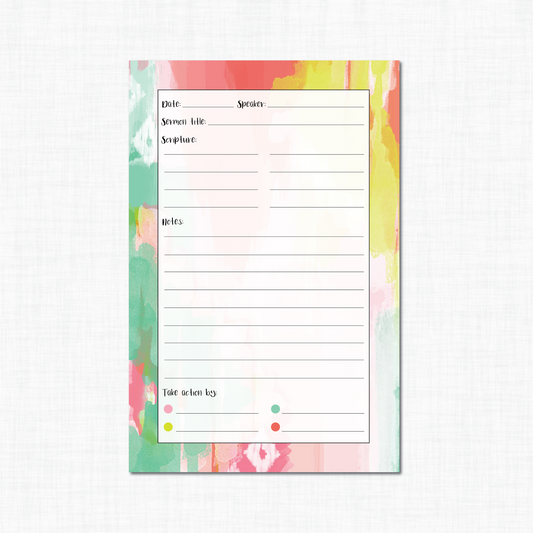 Sermon notes notepad, Green ikat