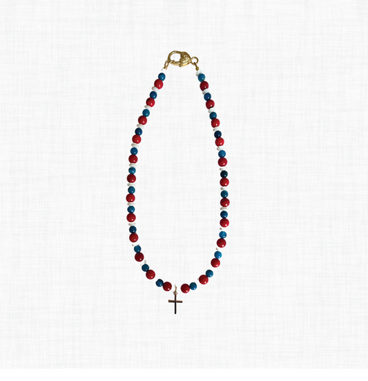 Necklace, Red and blue