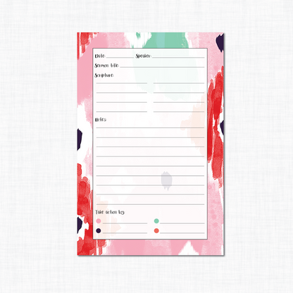 Sermon notes notepad, Red ikat