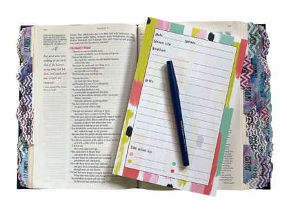 Sermon notes notepad, Pink stripes